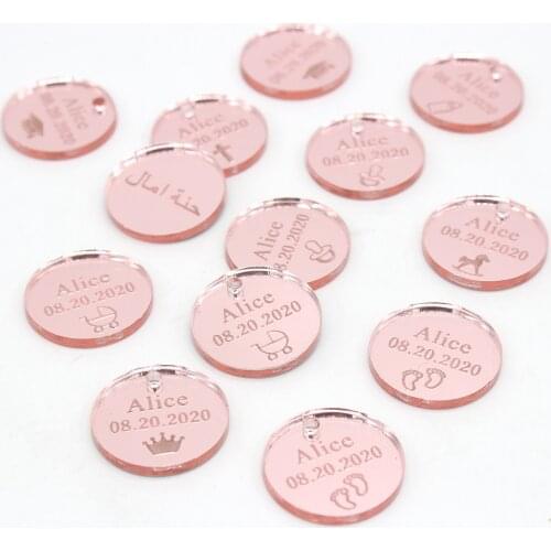 100 Pieces of Personalized Engraved Round Labels Baby Round Label Ribbon Decoration Rustic Wedding Label Blessing Party Favors