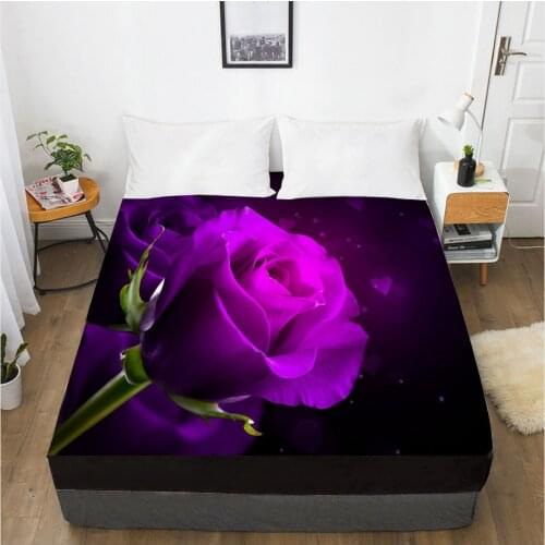 3D Fitted Sheet Custom Single Double King Size Bed Sheet With Elastic Mattress Cover 200x200 Bedding Rose Microfiber Drop Ship