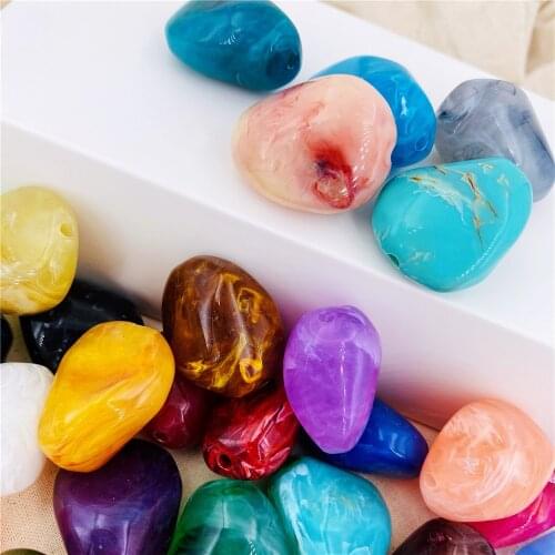 2pcs 26*32mm Acrylc Beads Cloud Effect Multi-color Imitation Stone,for Jewelry Making DIY Charms Pendant Beads Bracelet Necklace