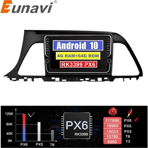 Eunavi 2Din Android 10 Car Radio GPS Stereo For Hyundai Sonata 2015 2016 2017 multimedia navigation tda7851 head unit rds