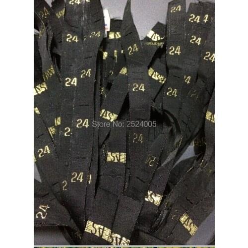 Free shipping customized clothing size labels with golden text/garment embroidered number tags/kids size label 1000 pcs a lot