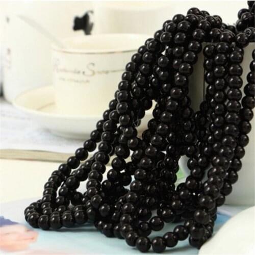 Loose 3mm-10mm Black Color Fake Pearl DIY Hand Craft Round Glass Imitation Pearl Beads Clothing&Garment Nail Art Decoration