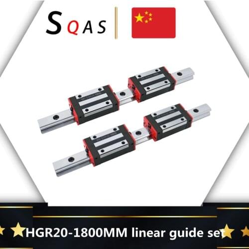 Fast deliver CNC square guide linear rail 2 PCS 1800mm HGR20 linear guide +4 PCS HGH20CA /HGW20CC carriage slides for CNC