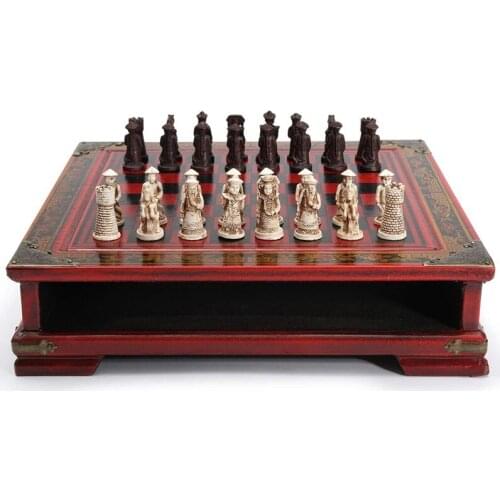 32Pcs/Set Wooden Table Chess Chinese Chess Games Resin Vintage Collectibles Gift Chessman Christmas Birthday Premium Gifts Enter