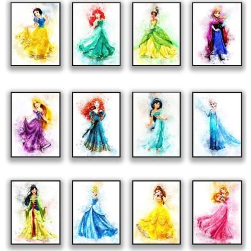Disney Cartoon Beauty Princess Picture Figure Canvas Painting Posters and Prints Children Room Decoration Wall Art Home Decor