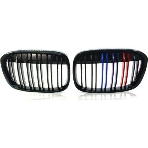For BMW F48 F49 X1 X-Series 16-17 GLOSS BLACK Double Line M-Color Front Grille