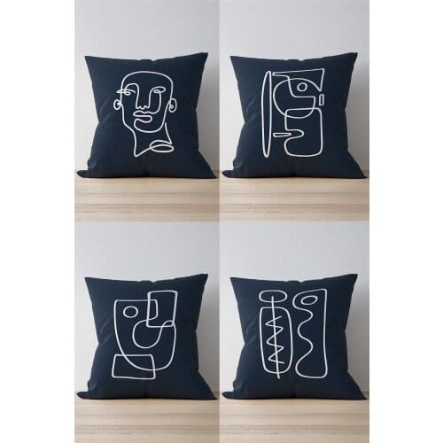 Double Side Printed Sapphire Portrait Pattern 4'Lü Suede Pillow Decorate Case Good Quality Stylish Home Garden Room Kitchen Gift Convenient Decorative Modern