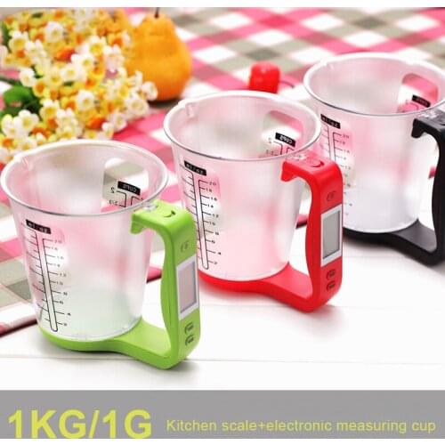 Electronic Measuring Cup Large 1KG/600ML Digital Kitchen Scale Liquid Temperature Measurement Tool With LCD Display for Bakeware