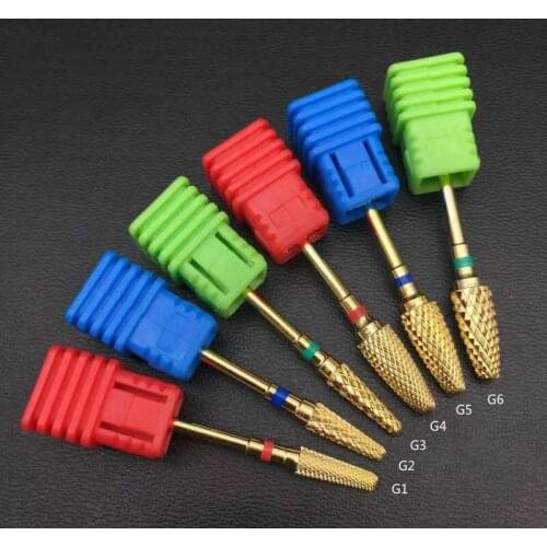 6 Type of corn-shaped carbide nail drill electric manicure bit machine milling cutter rotating golden nail nail accessories