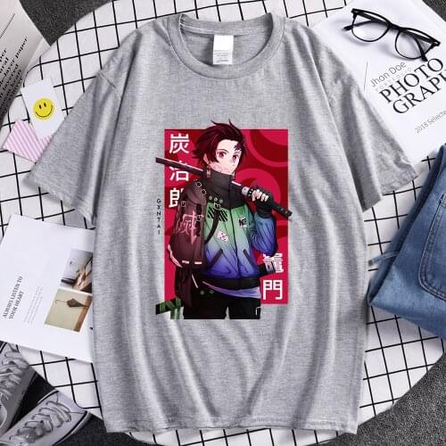 Summer New 2021 Hip Hop Brand Tee Shirt Japan Anime Demon Slayer Prints Men T-Shirt Harajuku Street Fashion Casual Mens T Shirt