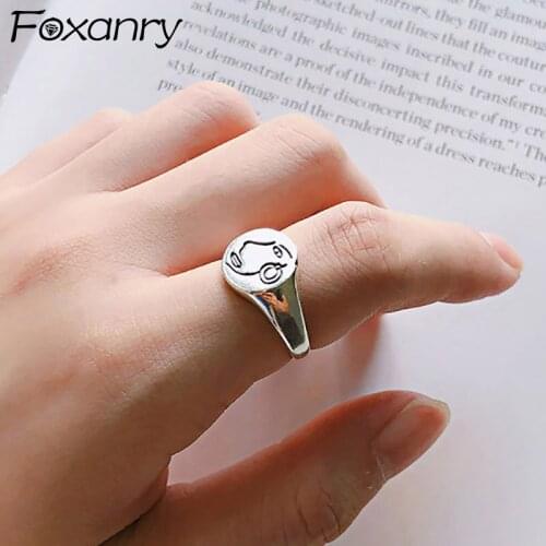 Evimi Vintage Punk 925 Sterling Silver Finger Rings Hot Sale Fashion Cartoon Simple Geometric for Women Jewelry Party Gifts