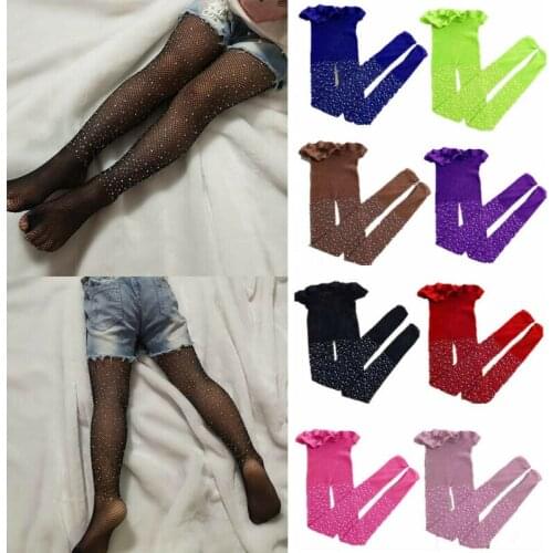 2019 New Kids Baby Girls Rhinestone Fishnet Stockings Children Girl Mesh Pantyhose Hollow Out Tights Girl Stockings