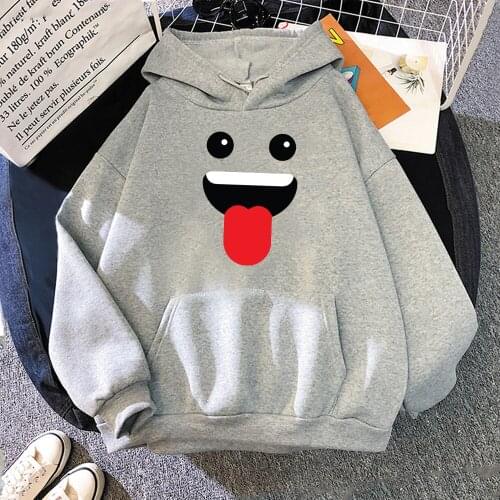 Korean Streetwear Sweatshirt Men Women Hoodie Casual Pullover Hip Hop Long Sleeve Funny Smile Face Print Sportwear Tops Hoodies