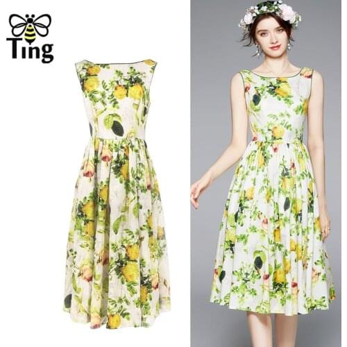 Tingfly Summer Fashion Floral Boho A Line Dress Elegant Midi Long Party Dresses Exotic Vacation Sundresses Elbise Women Clothes