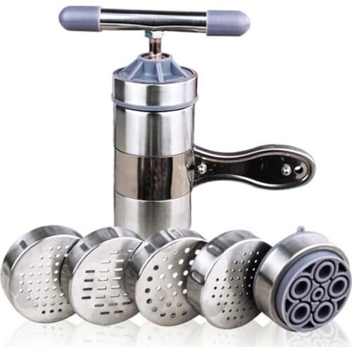 Stainless Steel Noodle Maker With 5 Models Manual Noodles Press Pasta Machine Kitchen Tools Vegetable Fruit Juicer