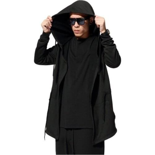 Hot New Arrival Brand Black Mens Cloak Hooded Male Streetwear Sweatshirts Hip Hop Spring Full Sleeves Clothing
