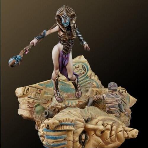 New Unassembled 1/32 54mm fantasy girl Mummy Queen figure with big base Resin Kit DIY Toys Unpainted resin model