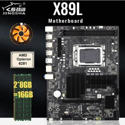 X89L Motherboard Set AMD G34 Chipset with AMD Opteron 6281 16-Core CPU and 2 * 8GB = 16GB DDR3 1600mhz ECC REG RAM and CPU Fan