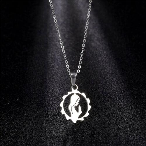 Stainless Steel Minimalist Jewelry Round MOM Necklace Choker Gift for Mothers Day Thanksgiving Gift