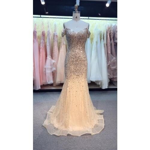 2021 New different color luckgirls pleated beaded champagne long Customizable fashion prom dress Evening Dress-mocini tailor