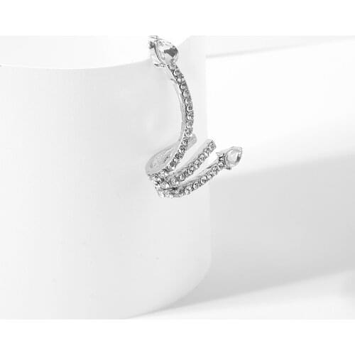 New Earrings Fashion Jewelry Snake Shape Crystal Statement Integrated Ear Clip Earrings Womens Wholesale Earrings For Women