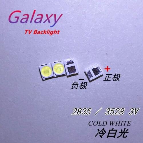 50PCS Original UNI LED 3528 2835 1210 Light Beads High Power 1W 3V 90LM Cool white For LED LCD TV Backlight Application