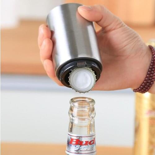 430 Stainless Steel Bottle Opener Push Down Automatic Beer Opener Customized Laser Logo Supported Kitchen Tool LX1432