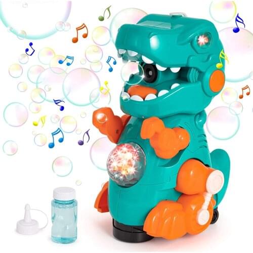 Plastic Dinosaur Bubble Gun Toys For Kids Electric Soap Bubble Machine With Sound Lights Outdoor Summer Bath Toys Toy