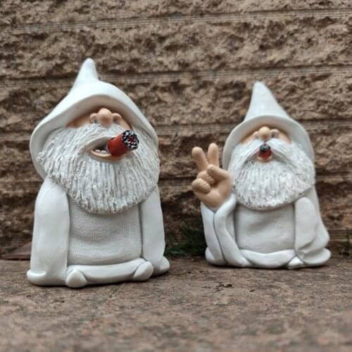 Garden Landscape Resin Ornaments Garden White Beard Dwarf Resin Ornaments Smoking Dwarf AdornmentS Home Decorations, 5 Styles
