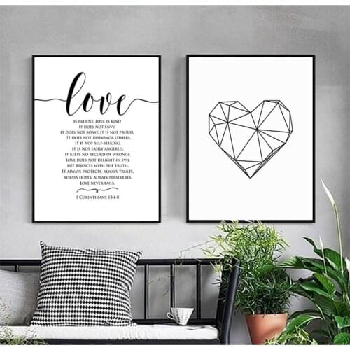 Scandinavian Style Love Poster Black and White Canvas Painting Amore Wall Pictures For Living Room Nordic Decoration Home Art