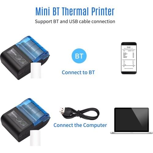 203DPI impressora Thermal Printer Mini Printer 2 inch Wireless BT USB Receipt Bill label printer with 58mm impresora portátil