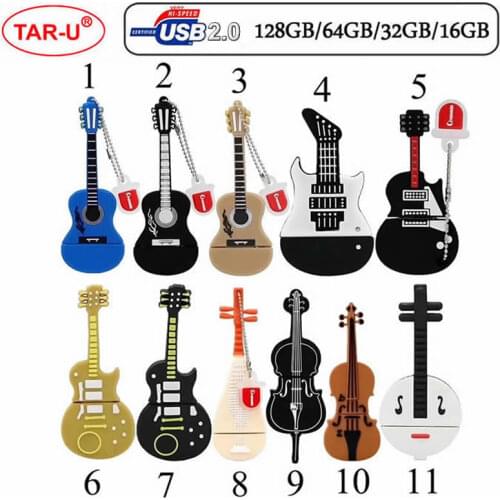 10Pcs PVC Cartoon Musical Guitar Violin Piano 64GB USB flash drive Harmonica Music Note High Speed Pendriver Pen Drive