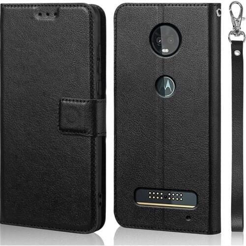 Luxury Flip Case for Motorola Moto Z3 Play 6.01" Cover Original Book Design Leather Phone Coque Wallet Capa Stand With Strap