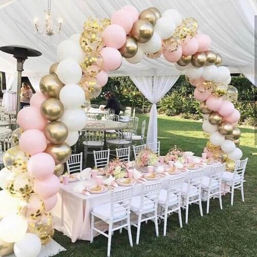 100pcs Macaron Balloons Arch Pastel White Pink Ballon Garland Gold Metal Confetti Globos Wedding Party Decor Baby Shower Supply