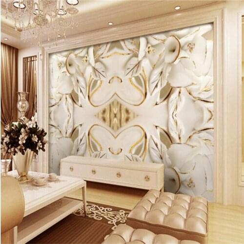 Wellyu Scandinavian Style 3D Stereo Embroidered Gold Floral Floral Backdrop Customized Large Wallpaper Wallpaper