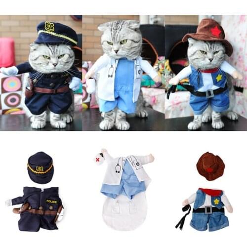Funny Pet Costume Dog Cat Costume Clothes Dress Apparel Doctor Policeman Cowboy