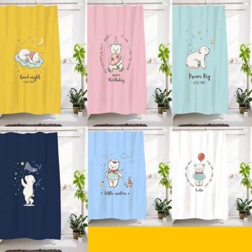Custom Made Shower Curtain Bathroom Curtain Partition + Hooks 1.2/1.5/1.8/2x1.8m 1.5x2m 1.8x2m 2x2m 2.4x2m Bear White Pink Blue