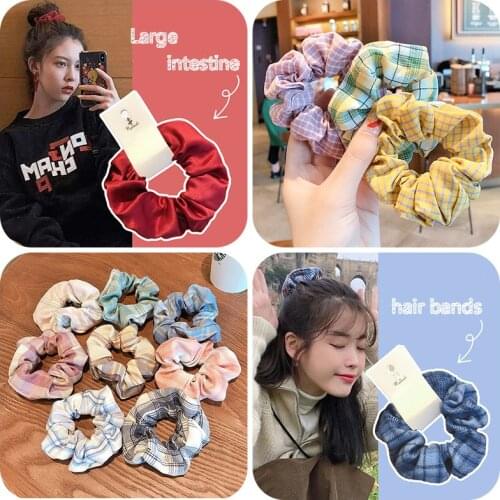 2/3/4 Pcs/Set Women Girls Soft Sweet Flower Plaid Elastic Hair Bands Lady Lovely Scrunchies Rubber Bands Female Hair Accessories