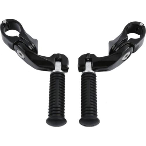 1 Pair Black Small Footrests Pegs W/1.25" Short Angled Mount For Harley Touring