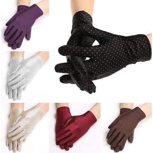 1 Pair Summer Sun Protection Wrist Gloves Cycling Gloves Sunscreen Gloves Dot Elastic Mittens Vintage Lady Gloves For Drive Shop