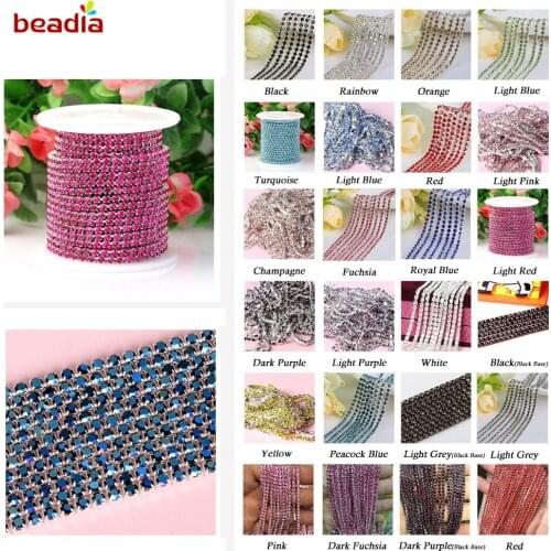 10M Wholesale Claw Chain High Density Rhinestone Silver Base Cup For DIY Sew-On Glue-On Trim Jewelry Accessories