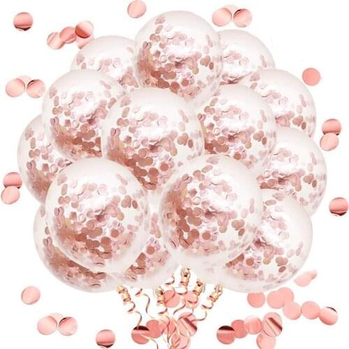 10pcs 12 inch Rose Gold Confetti Balloon Wedding Birthday Balloons Christmas Party Decoration Supplies Confetti Balloon