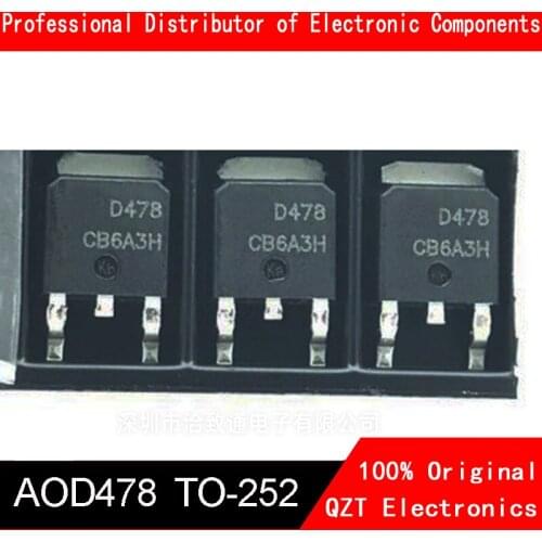 10pcs D478 AOD478 TO-252-Patch 100V MOS FET N-Channel MOSFET