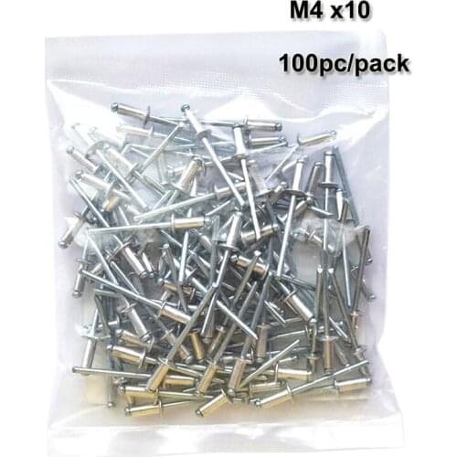 100pc/pack Pop Rivets Aluminum Dome Head Blind M4x10 rivet
