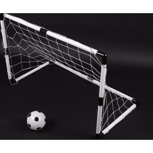 2 Sets DIY Children Sports Soccer Goals with Soccer Ball and Pump Practice Scrimmage Game Football Gate DIY White Gift For Kids