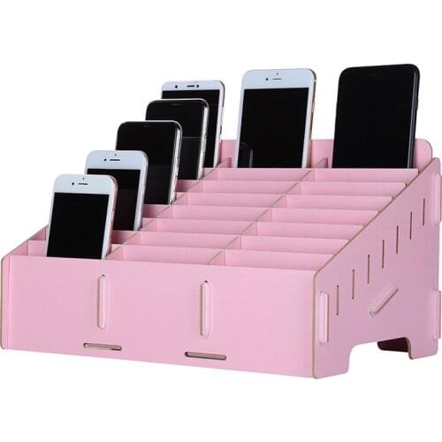 24 Grid Multifunctional Mobile Phone Repair Tools Pink Box Motherboard Accessories Wooden Storage Box
