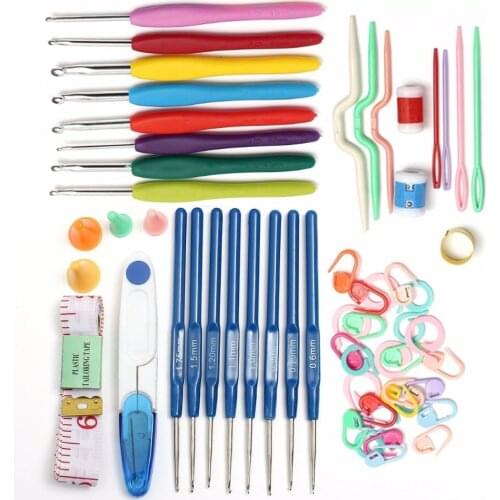 53Pcs/set Crochet Hook Set Yarn Weave Knitting Hooks Needles Stitches Siccors Knitting Accessorries Craft Crochet Set With Case