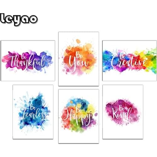 5d square diamond painting"Colorful abstract painting splatter inspirational mural" full round diamond embroidery