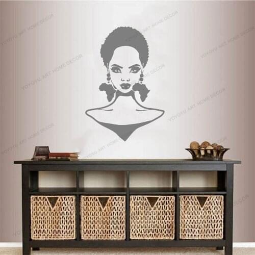 African Girl Black Girl Avatar Hairstyle Adesivi Barber Shop Beauty Salone Art Vinyl Wall Sticker Wallpoof CX676
