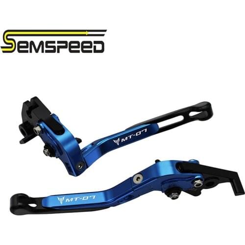 Semspeed Motorcycle Accessories Folding Extendable Brake Clutch Levers For YAMAHA MT-07 FZ-07 2014-2018 with logo MT 07